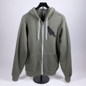 Salty Raven Olive Green Hoodie with Black Raven Design